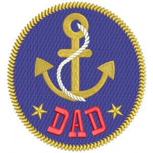 Dad Boat Anchor Nautical Filled Machine Embroidery Design Digitized Pattern
